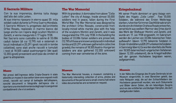 Passeggiata Sentiero Ferragh attorno all'Ossario di Asiago, Leiten Zocchi Pennar Clama