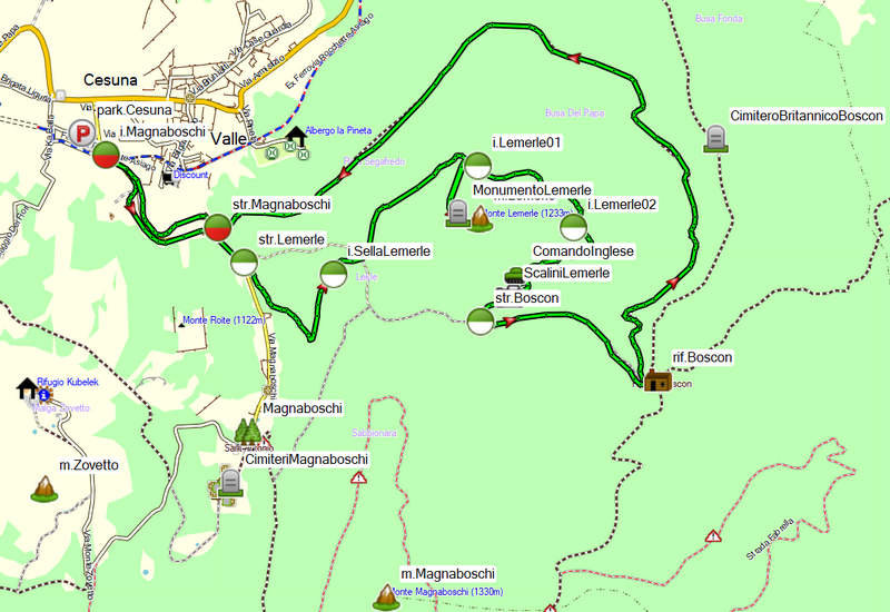 mappa Cesuna di Roana zona Magnaboschi monte Zovetto Lemerle Boscon