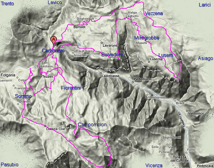 mappa 100 km dei Forti