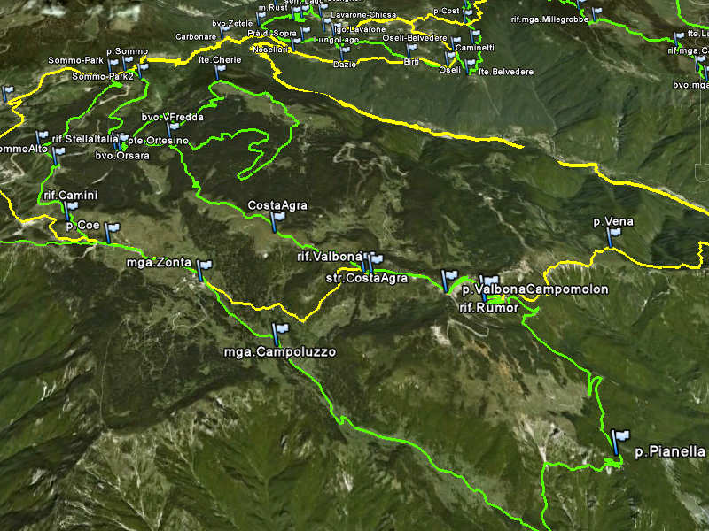 100 km dei Forti - mappa Folgaria, Sommo, Coe, Fiorentini
