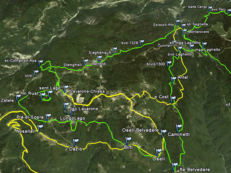 100 km dei Forti - mappa Lavarone, Monterovere, forte Belvedere, monte Rust