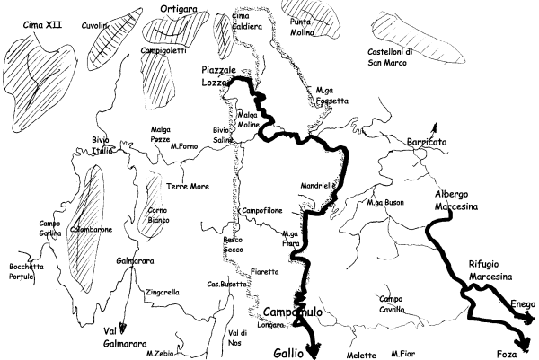 mountain bike nell'altopiano Asiago Sette Comuni