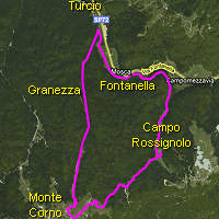 mappa escursione Fontanella, Campo Rossignolo, monte Corno, Granezza