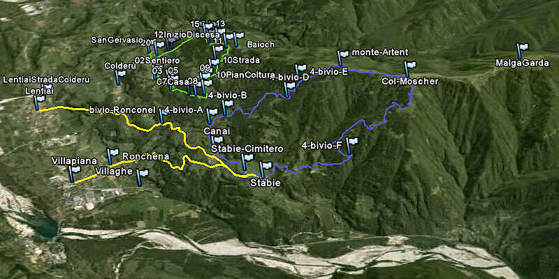 Lentiai, Pian de Coltura, San Gervasio, Stabie, Artent, monte Garda