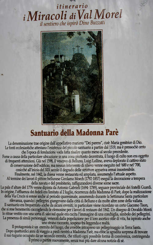 Limana, Giaon, Sentiero Buzzati, via Crucis Madonna Parè