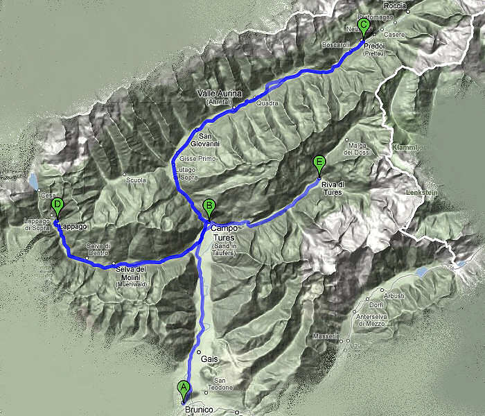 mappa percorso cicloturistico 