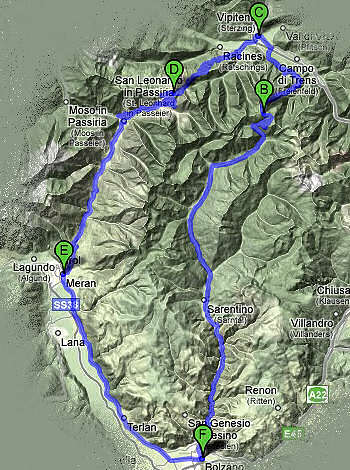 mappa percorso cicloturistico monti Sarentini