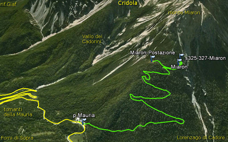 stradina dal passo Mauria all'ex Caserma al monte Miaron