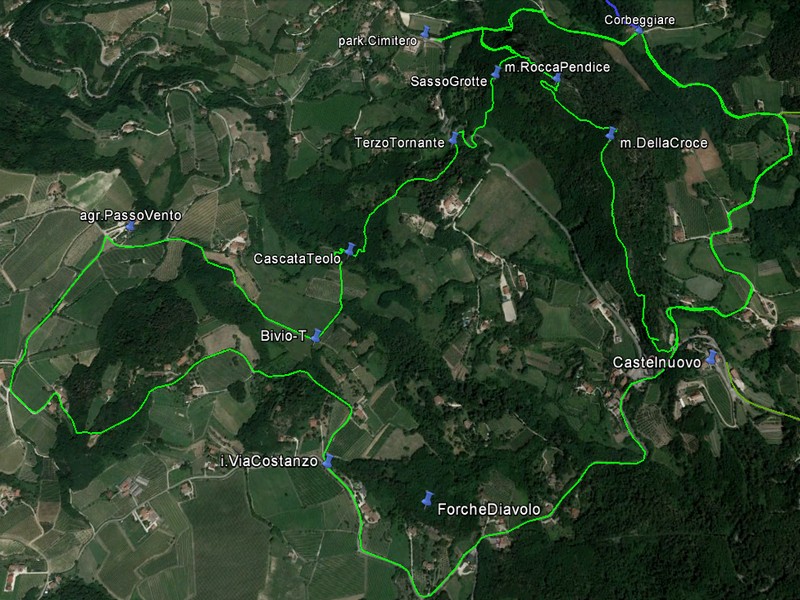 Cascata Teolo, Schivanoia Col del Vento, Castelnuovo, Corbeggiare Rocca Pendice