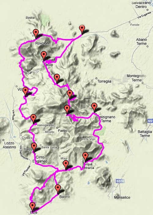 traversata cicloturistica dei Colli Euganei