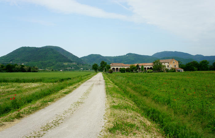 Colli Euganei, giro cicloturistico settore sud-est, Battaglia Terme, Arquà Petrarca, Monselice, Castello del Catajo