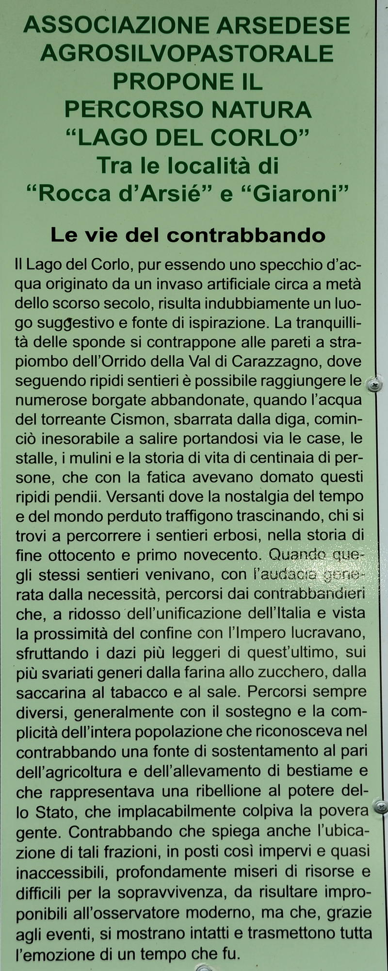 Percorso natura lago del Corlo