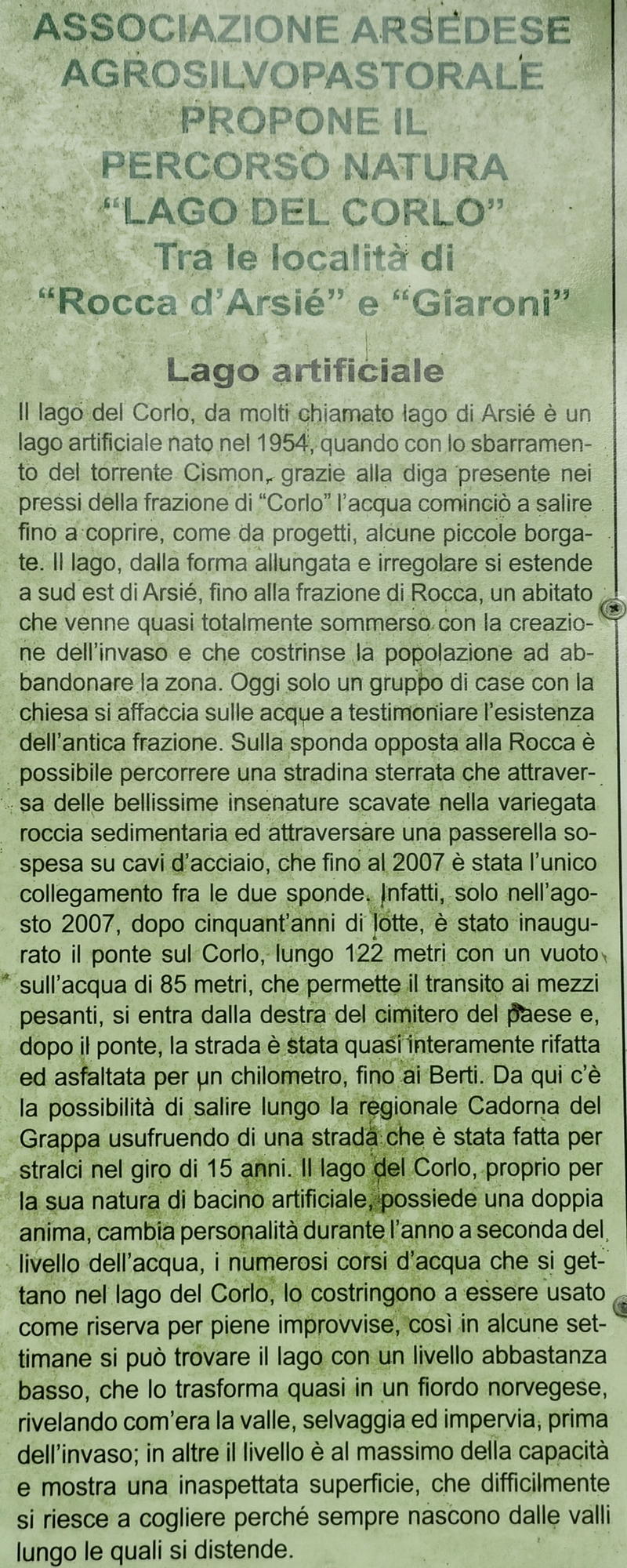 Percorso natura lago del Corlo