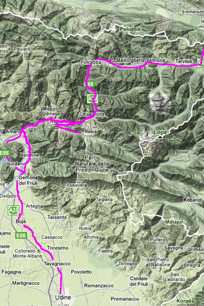 Ciclovia Alpe Adria, Salisburgo-Tarvisio-Udine-Aquileia-Grado