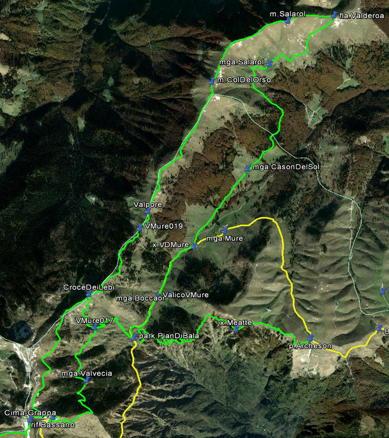 cima Grappa, dorsale Solaroli, Fontanasecca, Val delle Mure