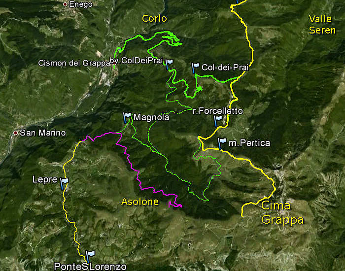 salita Cismon Corlo Col dei Prai Forcelletto cima Grappa
