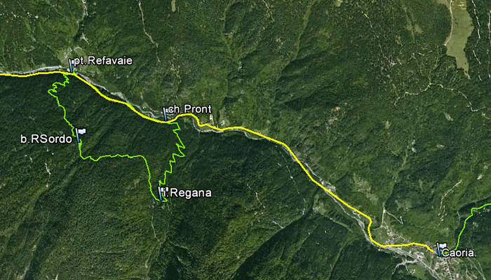 Caoria, Pront, val Regana, ponte Refavaie