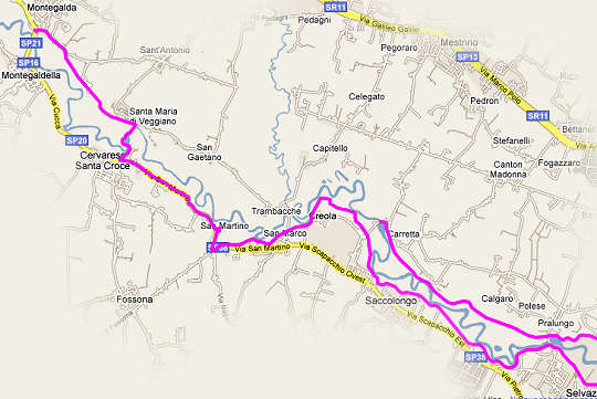 itinerari ciclo-pedonali sugli argini del Bacchiglione