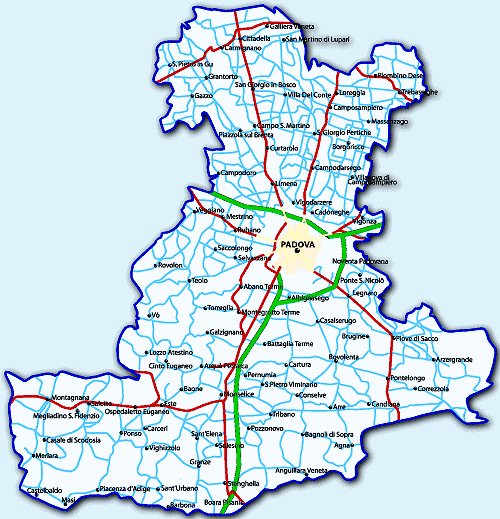 strade e paesi della provincia di Padova
