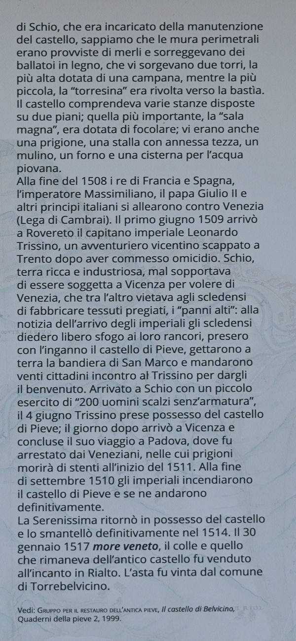 Torrebelvicino, sentiero Antica Pieva al castello di Pievebelvicino