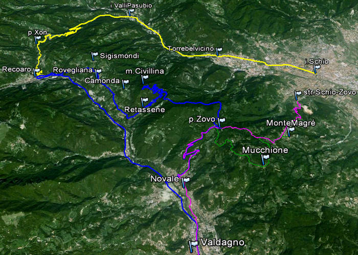 Valdagno, Recoaro, Rovegliana, monte Civillina, passo Zovo, Novale