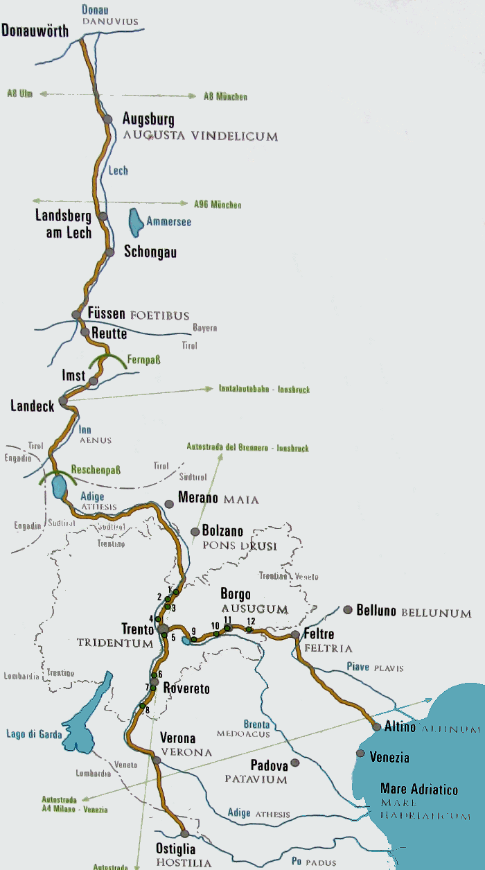 strada imperiale romana Claudia Augusta Altinate