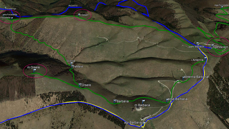 malga Mariech, Barbaria, Orsere, Forcelletta, cima Cesen