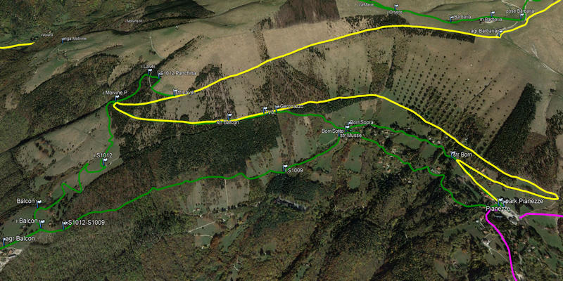 sentiero naturalistico delle Prese del Cesen, Pianezze Borri Balcon