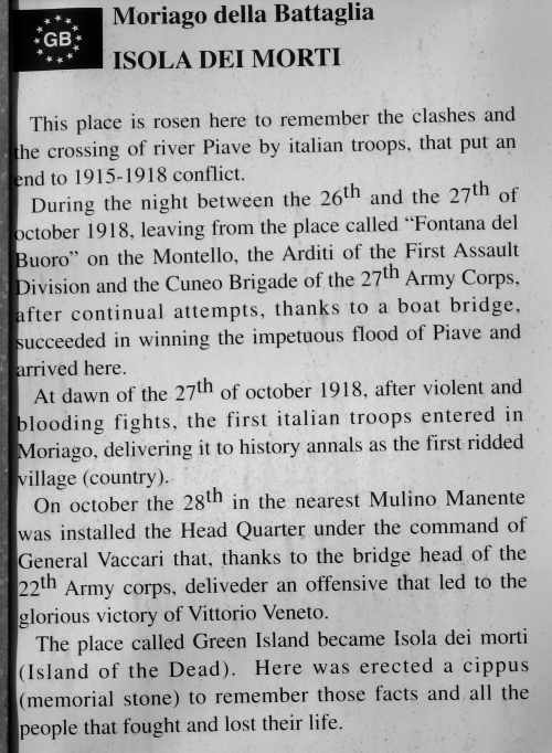 Isola dei Morti - Moriago della Battaglia - Quartier del Piave
