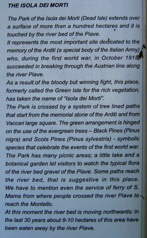 Isola dei Morti - Moriago della Battaglia - Quartier del Piave