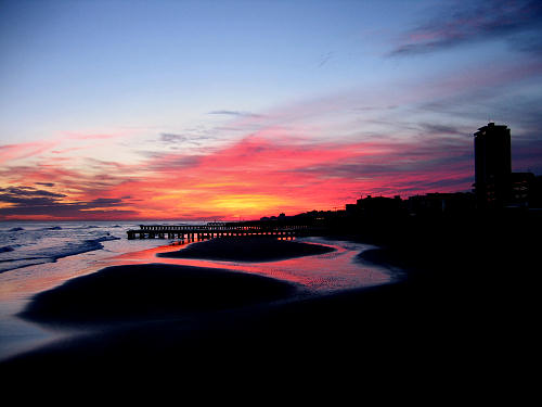 colori del tramonto sulla spiaggia di Jesolo