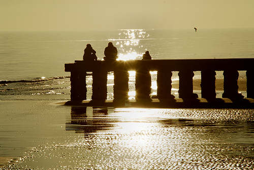 tramonto sulla spiaggia del mare di Jesolo Lido