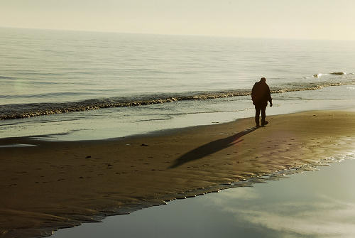 tramonto sulla spiaggia del mare di Jesolo Lido