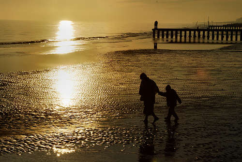 tramonto sulla spiaggia del mare di Jesolo Lido