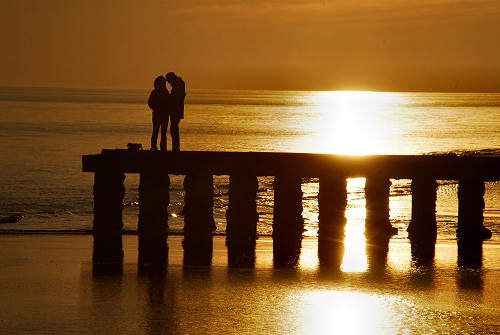 tramonto sulla spiaggia del mare di Jesolo Lido
