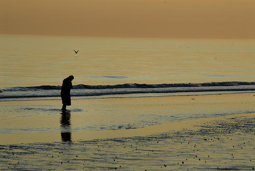 tramonto sulla spiaggia del mare di Jesolo Lido
