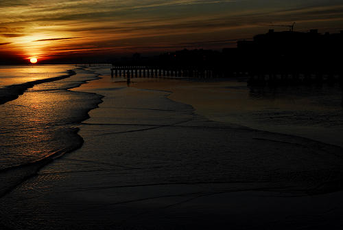 tramonto sulla spiaggia del mare di Jesolo Lido