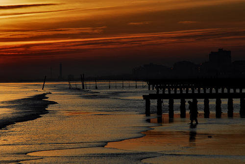tramonto sulla spiaggia del mare di Jesolo Lido