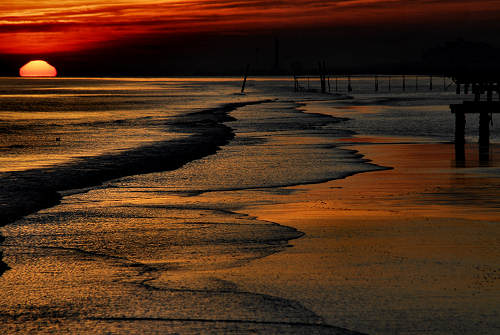 tramonto sulla spiaggia del mare di Jesolo Lido