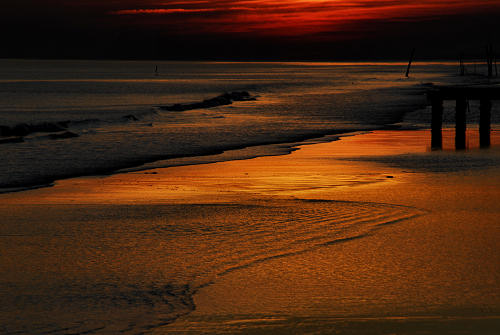 tramonto sulla spiaggia del mare di Jesolo Lido