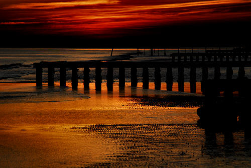 tramonto sulla spiaggia del mare di Jesolo Lido