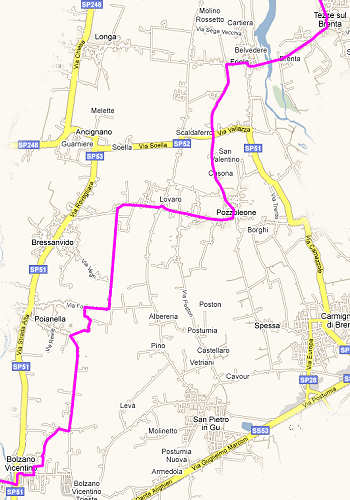 collegamento ciclabile Bassano del Grappa, Vicenza