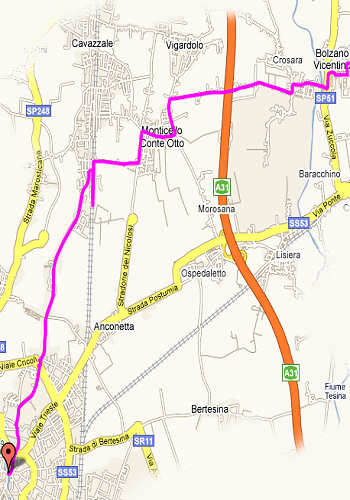 collegamento ciclabile Bassano del Grappa, Vicenza