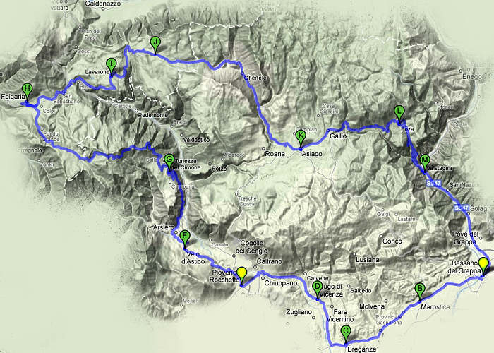 giro cicloturistico degli Altipiani