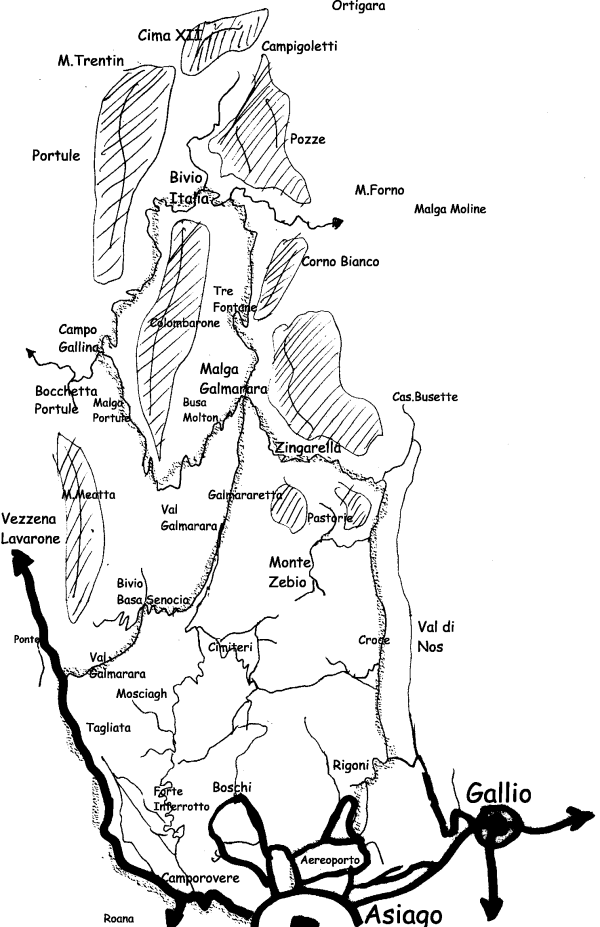 mountain bike nell'altopiano Asiago Sette Comuni