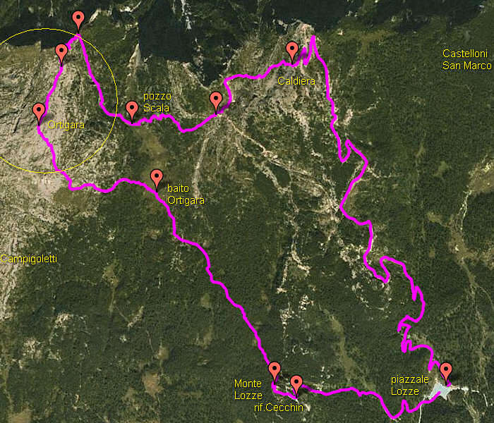 Lozze, Caldiera, Agnella, Ortigara