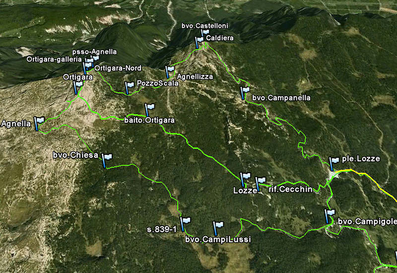 Lozze, Campi Lussi, Valle Agnella, monte Ortigara, chiesetta Lozze