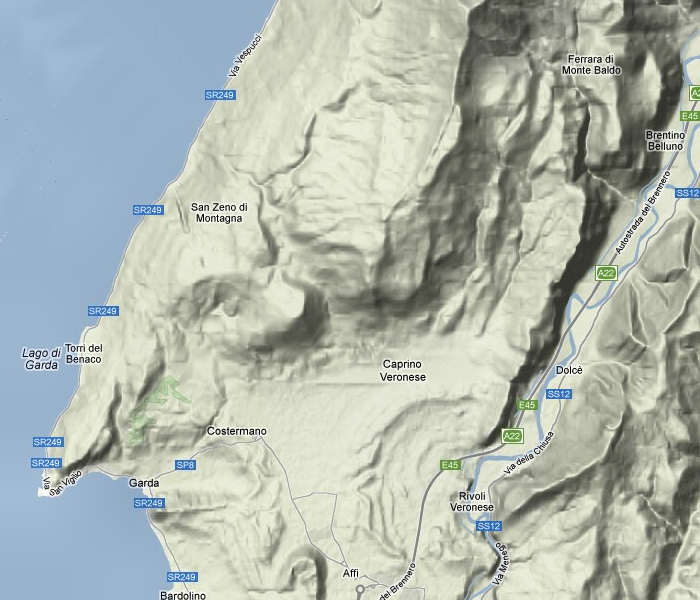 mappa generale Monte Baldo, Lago di Garda, Val Lagarina