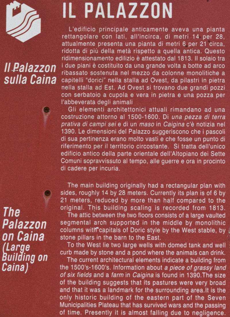 Rubbio, il Palazzon al monte Caina, Comune di Bassano del Grappa, Altopiano Asiago Sette Comuni