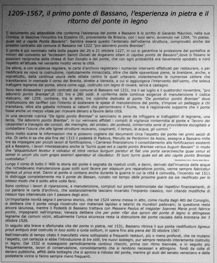 storia del Ponte Vecchio sul fiume Brenta a Bassano del Grappa